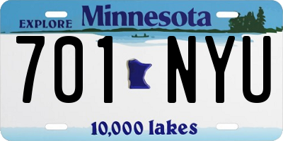 MN license plate 701NYU