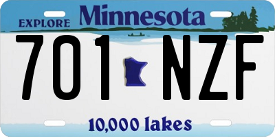 MN license plate 701NZF