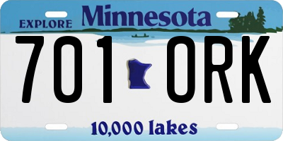 MN license plate 701ORK