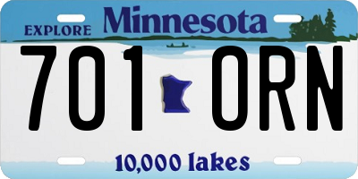 MN license plate 701ORN