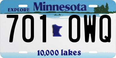 MN license plate 701OWQ
