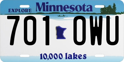 MN license plate 701OWU