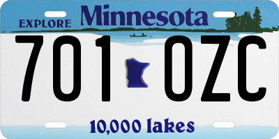 MN license plate 701OZC