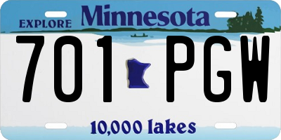 MN license plate 701PGW