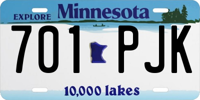 MN license plate 701PJK