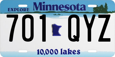 MN license plate 701QYZ