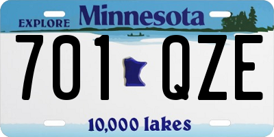 MN license plate 701QZE