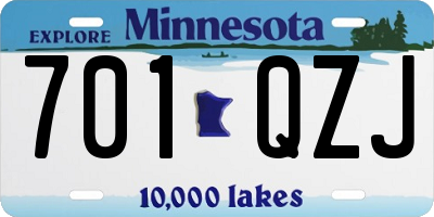MN license plate 701QZJ