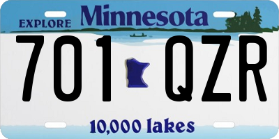 MN license plate 701QZR