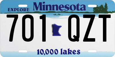 MN license plate 701QZT
