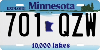 MN license plate 701QZW