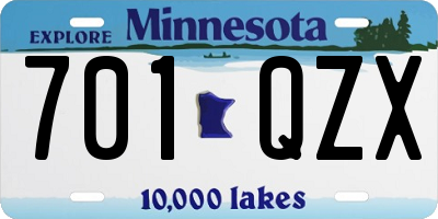 MN license plate 701QZX