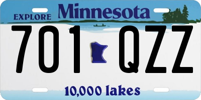 MN license plate 701QZZ