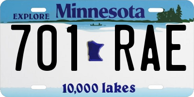 MN license plate 701RAE