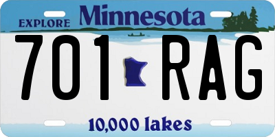 MN license plate 701RAG