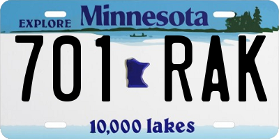 MN license plate 701RAK