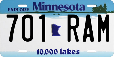 MN license plate 701RAM