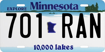MN license plate 701RAN