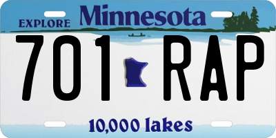 MN license plate 701RAP