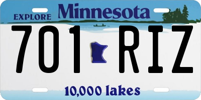 MN license plate 701RIZ