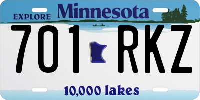 MN license plate 701RKZ