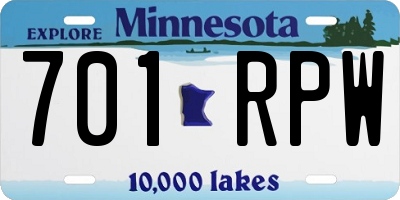 MN license plate 701RPW