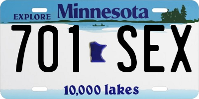 MN license plate 701SEX