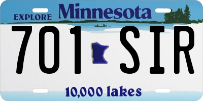 MN license plate 701SIR
