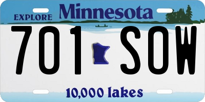 MN license plate 701SOW