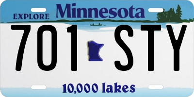 MN license plate 701STY