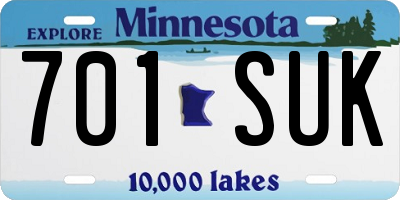 MN license plate 701SUK