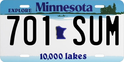 MN license plate 701SUM