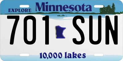 MN license plate 701SUN