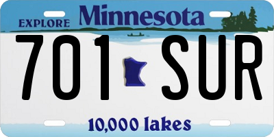 MN license plate 701SUR