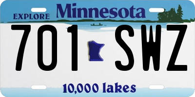 MN license plate 701SWZ