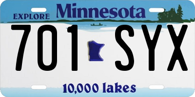 MN license plate 701SYX