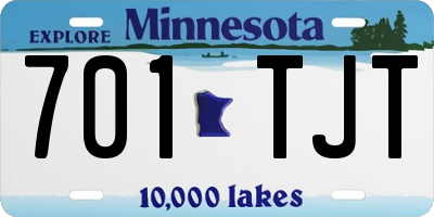 MN license plate 701TJT