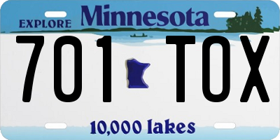 MN license plate 701TOX