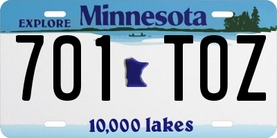MN license plate 701TOZ