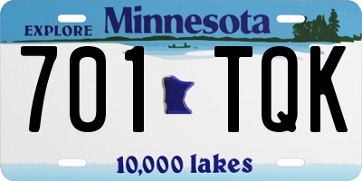 MN license plate 701TQK
