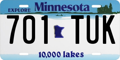 MN license plate 701TUK