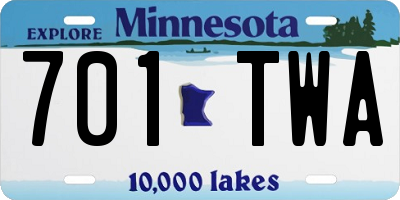 MN license plate 701TWA