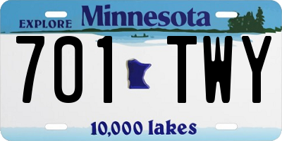 MN license plate 701TWY
