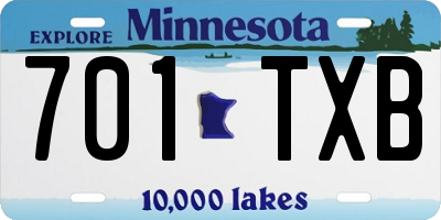 MN license plate 701TXB