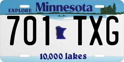 MN license plate 701TXG