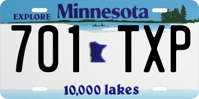 MN license plate 701TXP