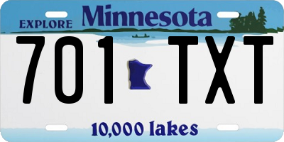 MN license plate 701TXT