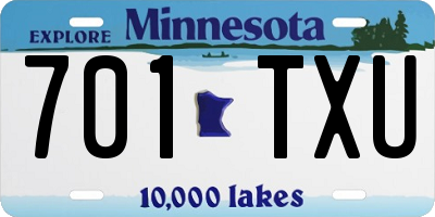 MN license plate 701TXU