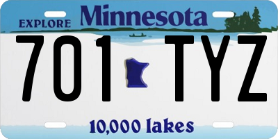 MN license plate 701TYZ