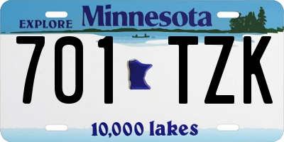 MN license plate 701TZK